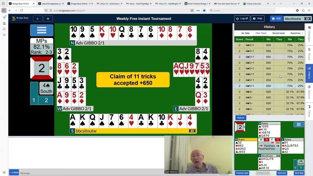 Over My Shoulder 230 BBO Weekly Free Instant Tournament