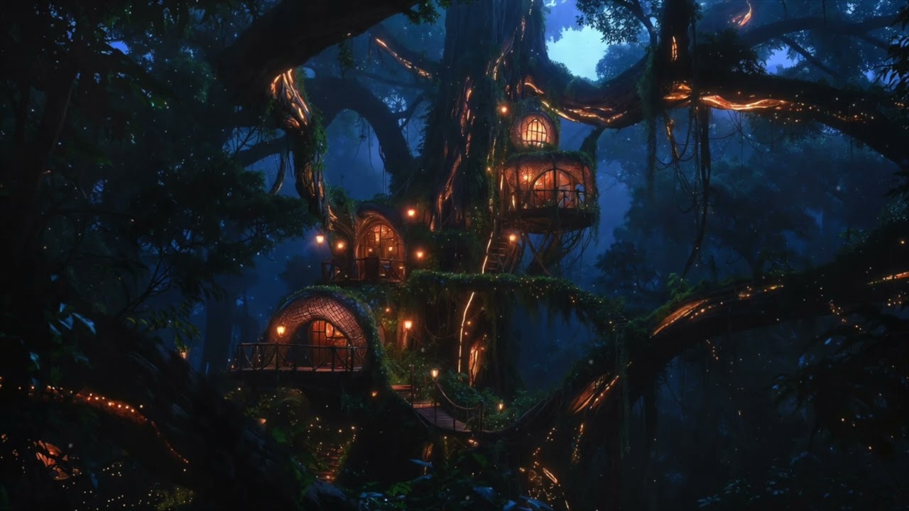 Fall Asleep in an Enchanted Forest Treehouse ✧ Peaceful Fantasy Sleep