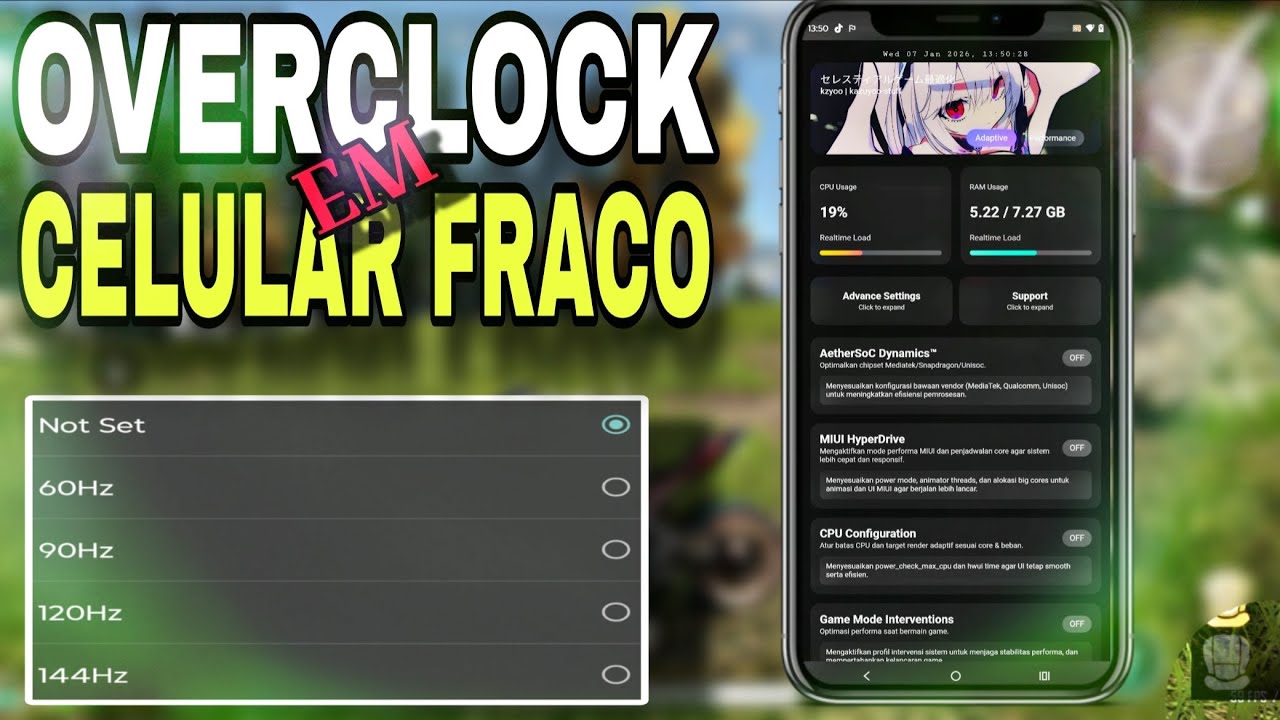 ATIVAR ATE 144FPS ATRAVES DO OVERCLOCK 100% SEM ROOT E ZERAR O LAG E MAIS OTIMIZAÇÃO - AX MANEGE 📲