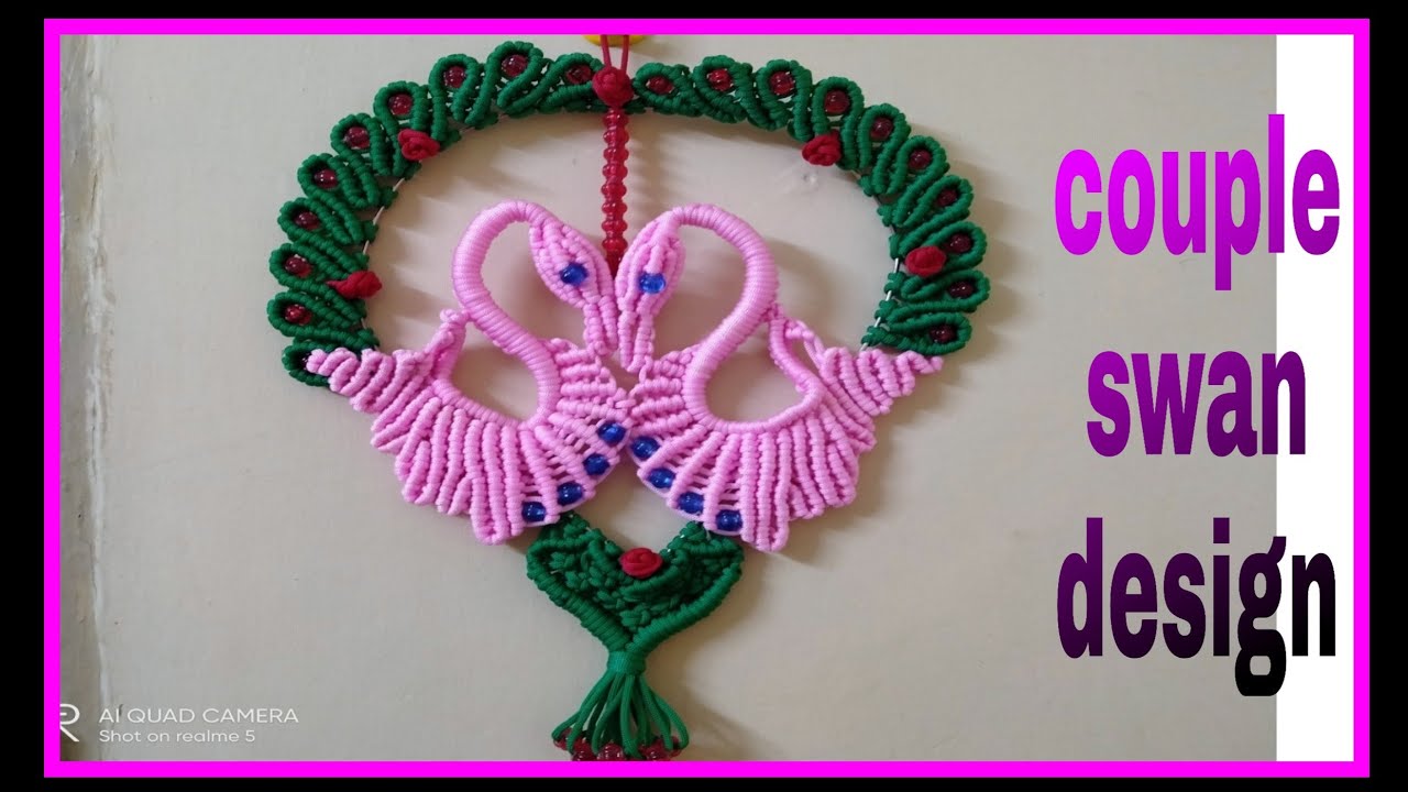 Macrame heart shape swan design    