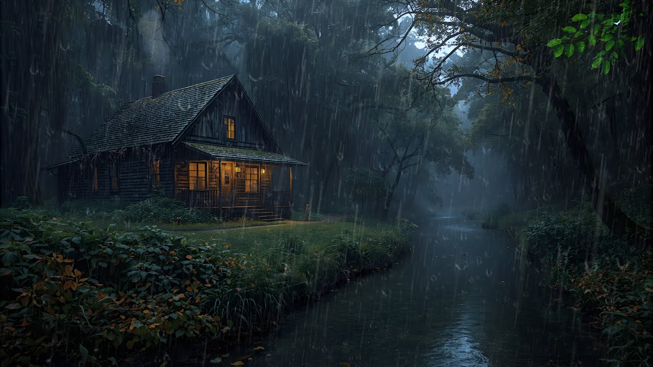 Heavy Night Rain in a Quiet Forest Cabin 🌧️ | Deep Sleep Sounds for Stress Relief