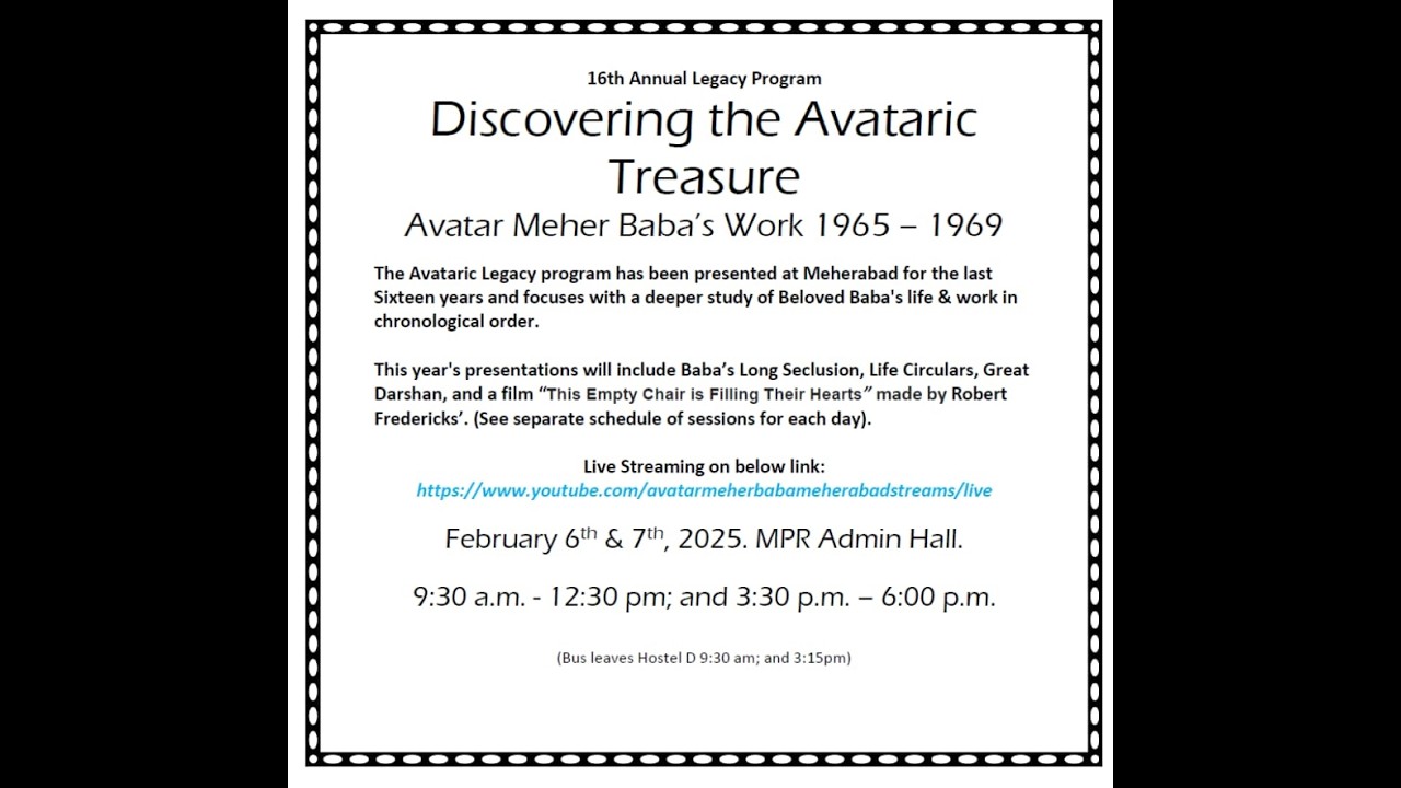 Discovering The Avataric Treasure | Avatar Meher Baba's Work 1965 - 1969