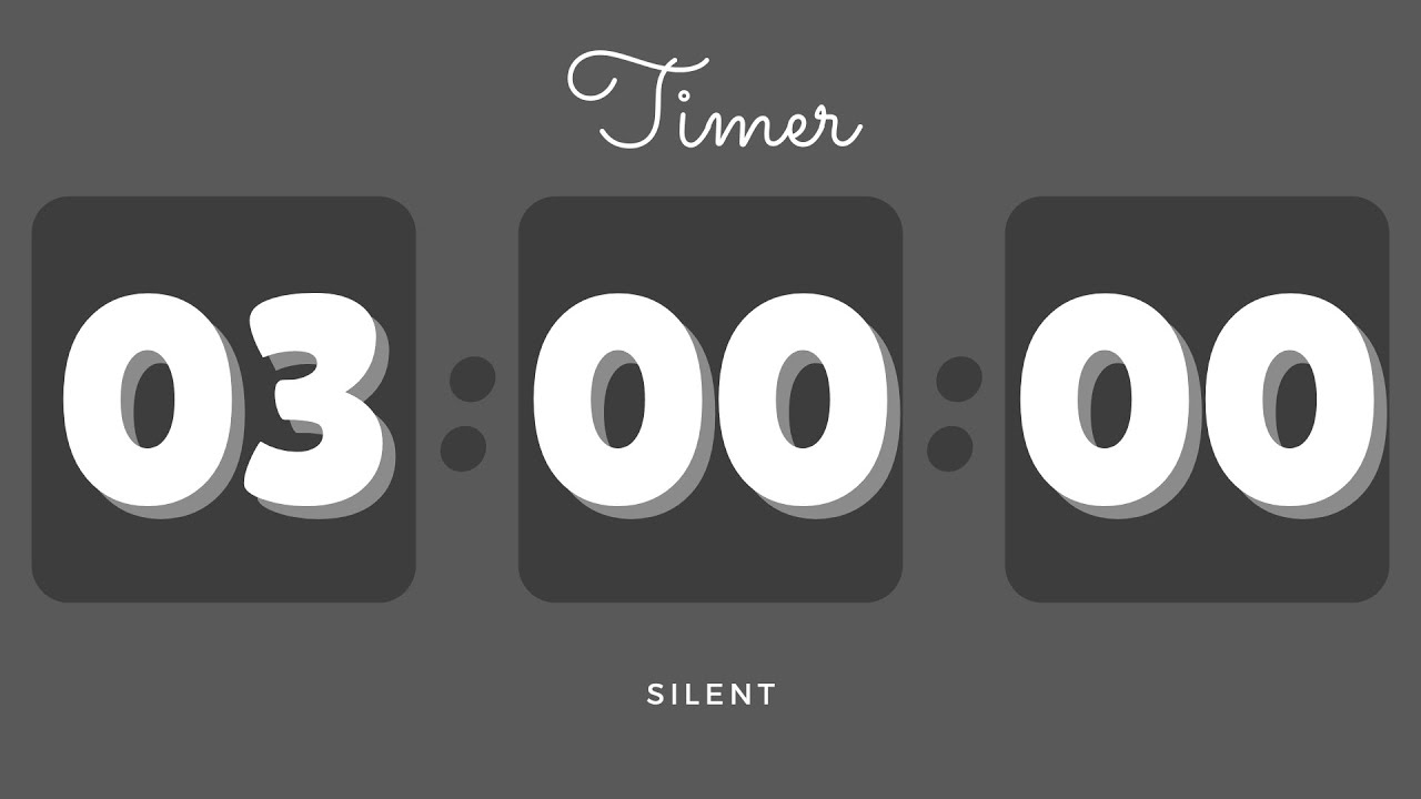 🖤 3 Hours Silent Timer with Cute Ending Alarm | Dark Timer