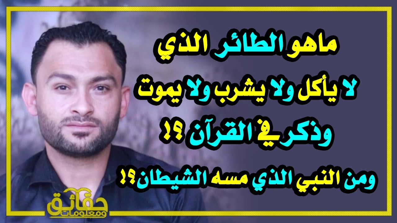 ماهو الطائر الذي لا يأكل ولا يشرب ولا يموت وذكر في القرآن⁉️ ومن النبي الذي مسه الشيطان⁉️