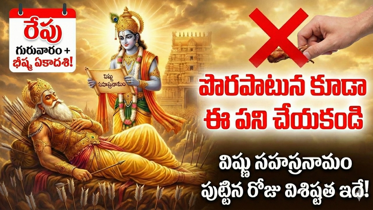 రేపు గురువారం + భీష్మ ఏకాదశి పొరపాటున కూడా ఈ పని చేయకండి. విష్ణు సహస్రనామం పుట్టిన రోజు విశిష్టత ఇదే