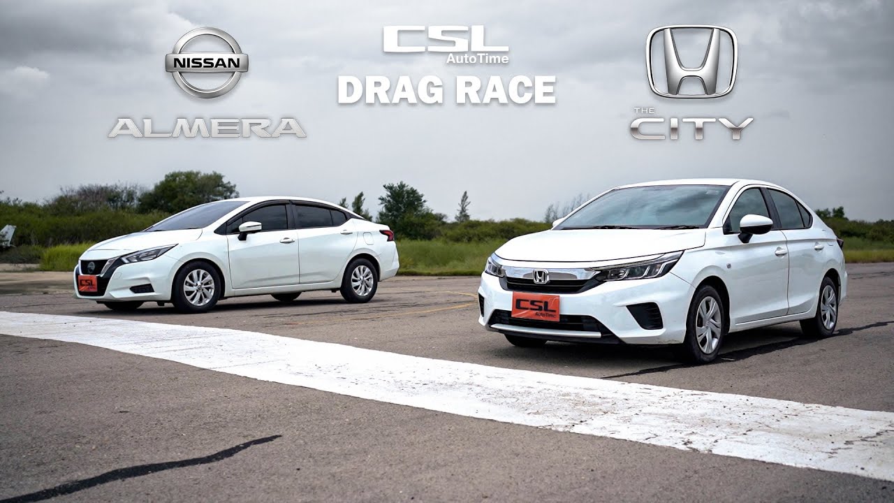 เปรียบเทียบพลัง Honda City 1.0 turbo vs Nissan Almera 1.0 turbo ขวัญใจวัยรุ่นรถซิ่ง! DRAG RACE
