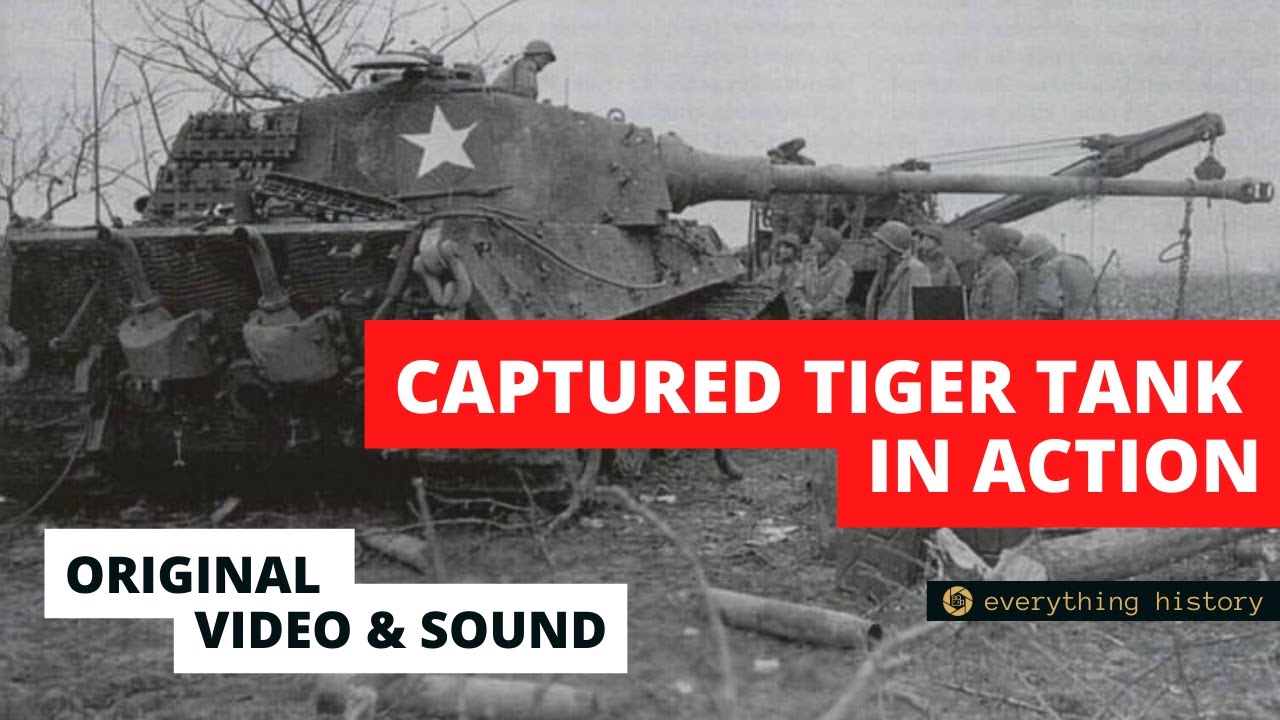 Captured King Tiger in action - 1st Army Activity Near Duren, Germany - 120mm Mortar WW2