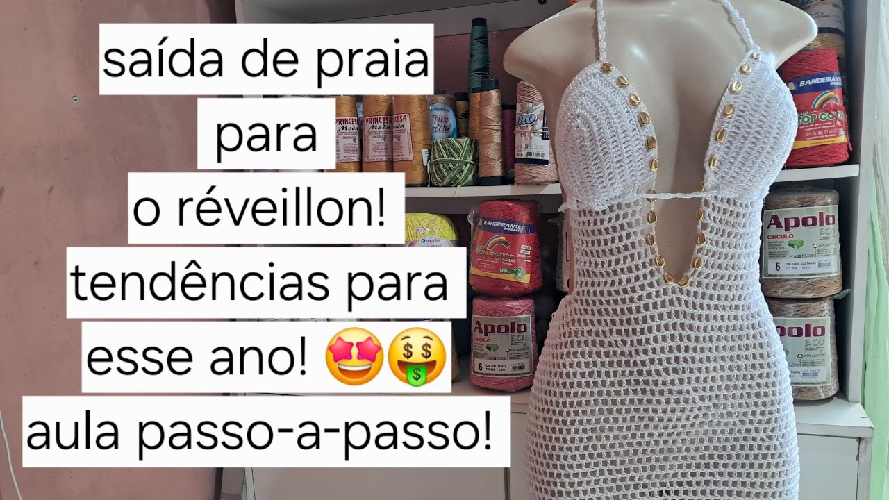 Vestido saída de praia para o réveillon! Tamanho M ! Aula passo-a-passo!🤩🥰