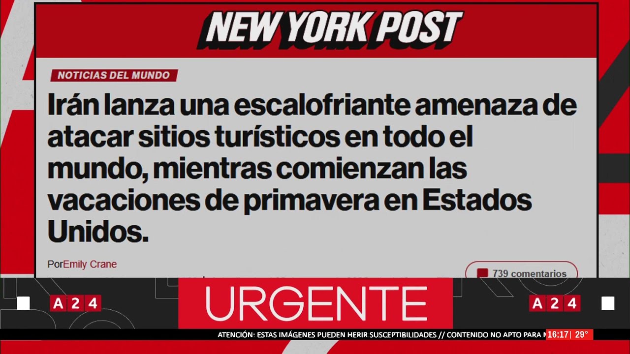 📢 IR&Aacute;N AMENAZA ATACAR CENTROS TUR&Iacute;STICOS: PREOCUPACI&Oacute;N POR C&Eacute;LULAS DORMIDAS