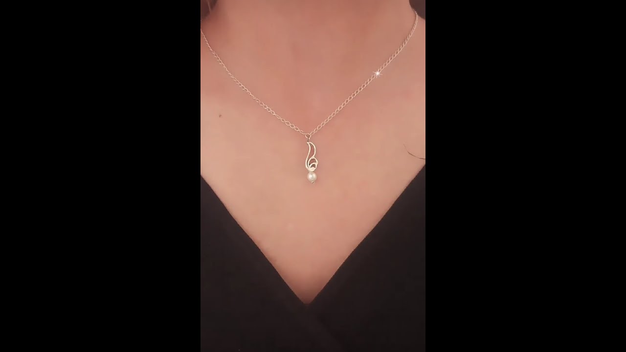 Pearl Necklace, Handmade Pearl Necklace and Earrings, Handmade Jewelry with Pearl Pendant