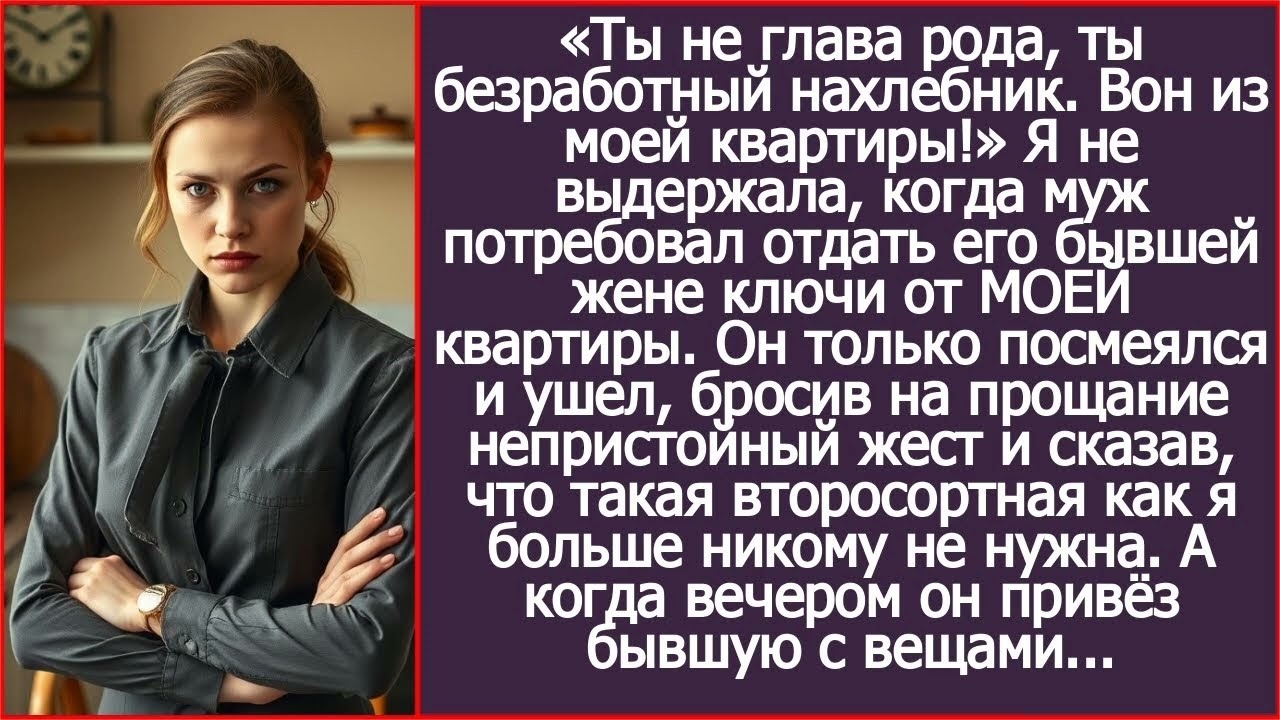 Ты не глава рода, ты безработный нахлебник. Вон из моей квартиры! Сказала я мужу.