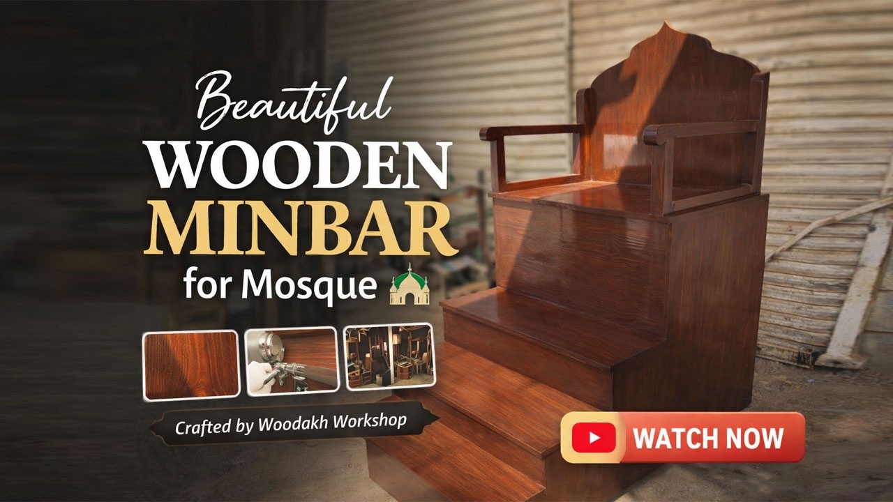 Custom Wooden Minbar for Mosque | Handcrafted by Woodakh Workshop
