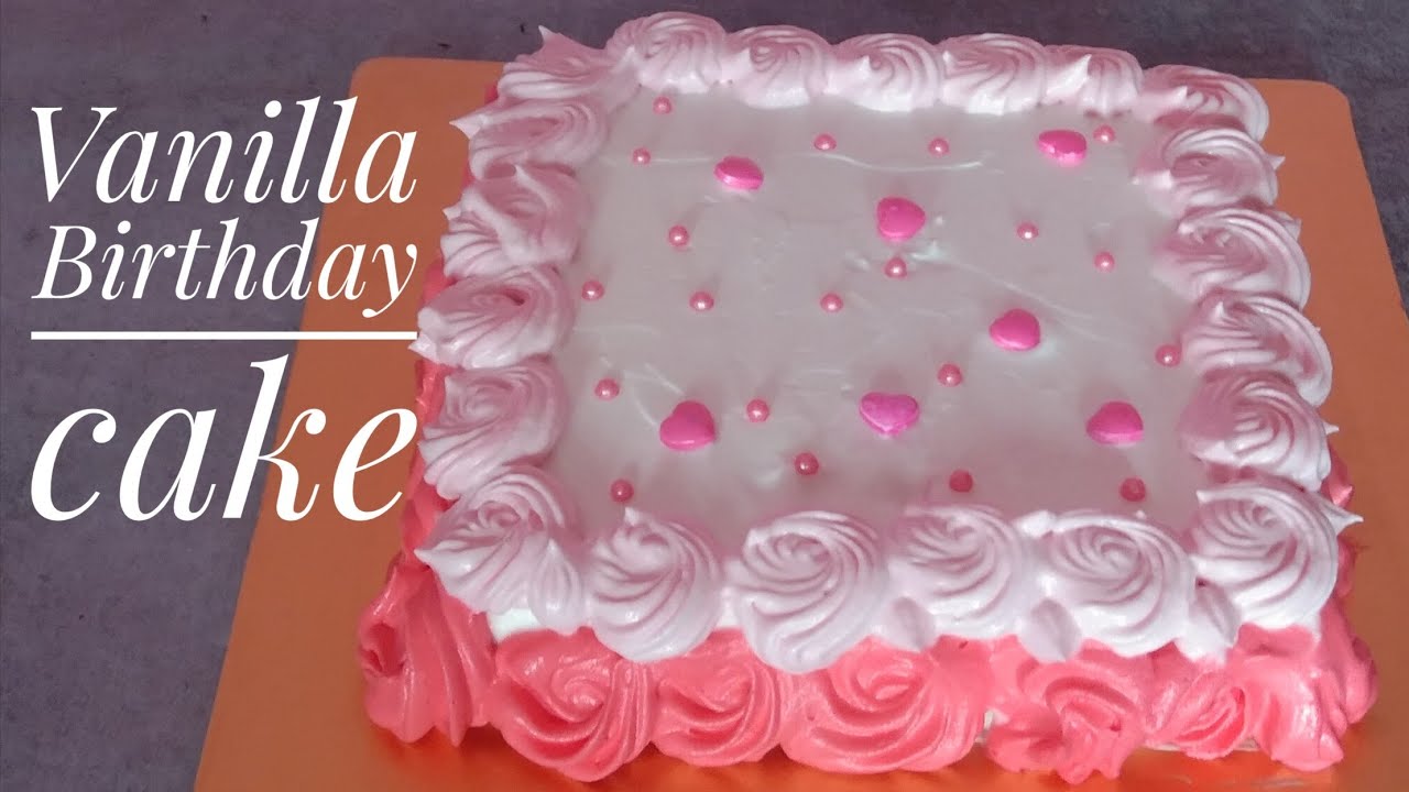 Easy & Beautiful Vanilla Birthday Cake||2 Egg Cake Recipe||Vanilla Sponge Cake||