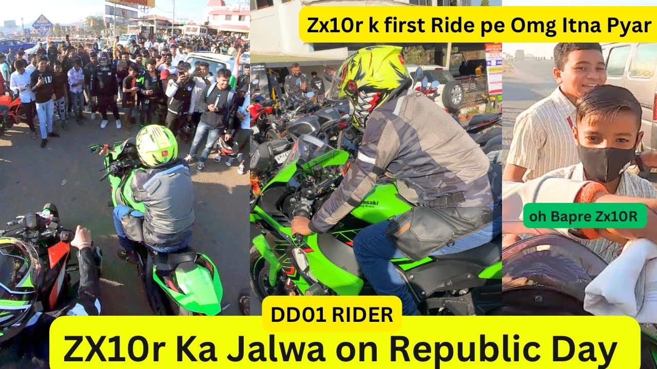 ZX10R ka Jalwa hai 🔥🧨🔥  school kids Public Ka Crazy🥵🥵Reaction on ZX10R Superbike  Republic Day