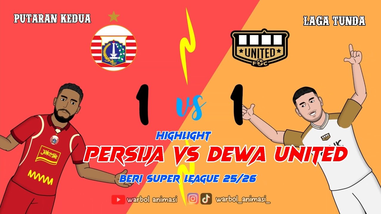 Persija Jakarta vs Dewa united Banten fc | warga bola animasi 