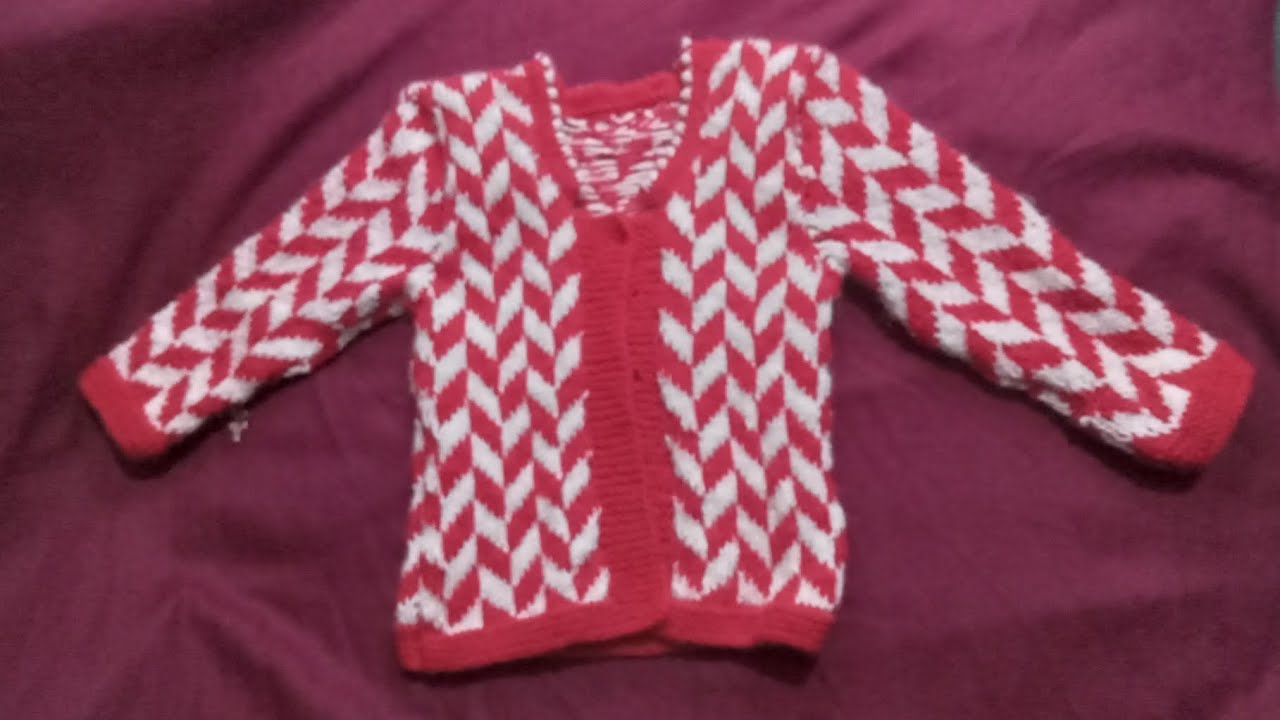 Woolen or salai se banaye beautiful jacket 🧥/sweater for babies in red color #woolen #viral #sweater