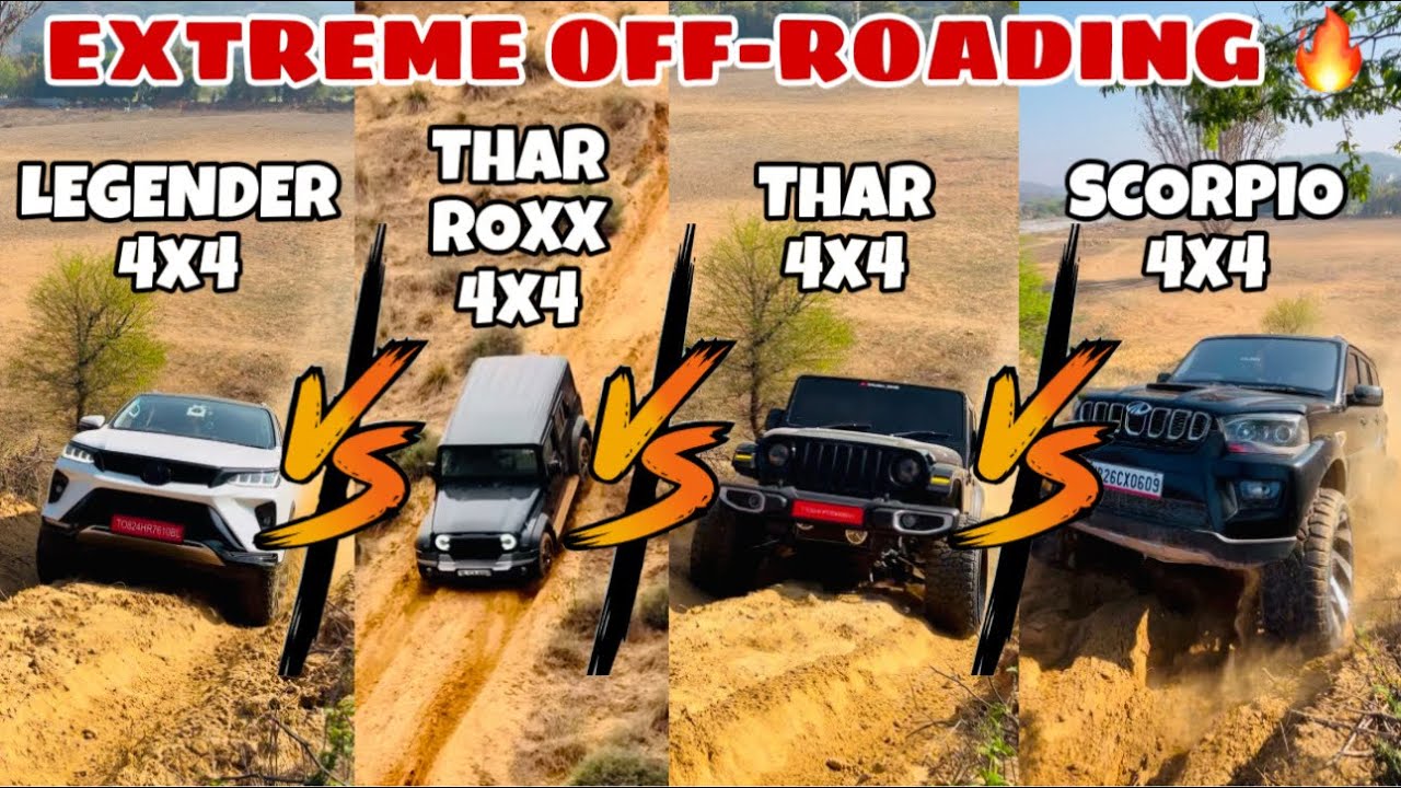 Legender Vs Thar Roxx Vs Thar 3 Door Vs Scorpio Off-roading Battle🔥 | ये Hai 4x4😈 के Asli मजे🫡