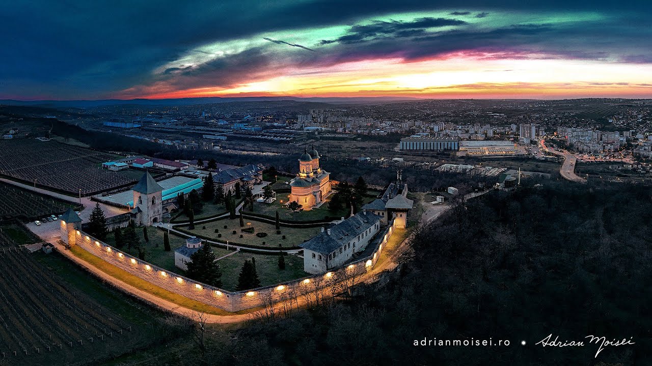 Mănăstirea Cetățuia Iași + filmare din dronă + panoramă 360 oraș Iași