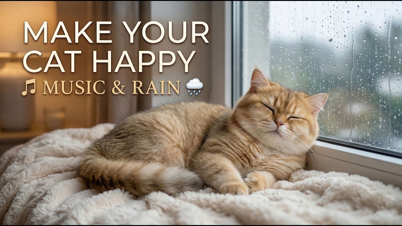 Music Therapy for Cats ♬ Relaxing Music & Rain Sounds to Make Your Cat Happy & Sleep Deeply 🌧️