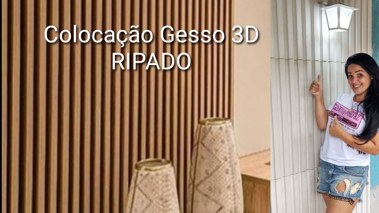 DIY COLOCAÇÃO GESSO 3D RIPADO - RECORTE EM GESSO 3D - GESSO 3D EM CIMA DE GRAFIATO - DIY GESSO 3D