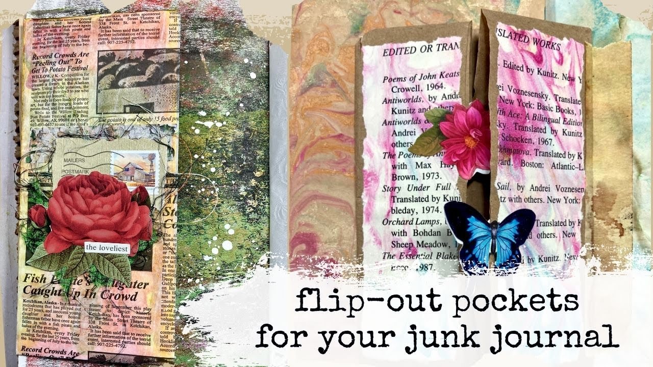 Junk Journal Tips: 3 easy flip-out pockets from recycled junk