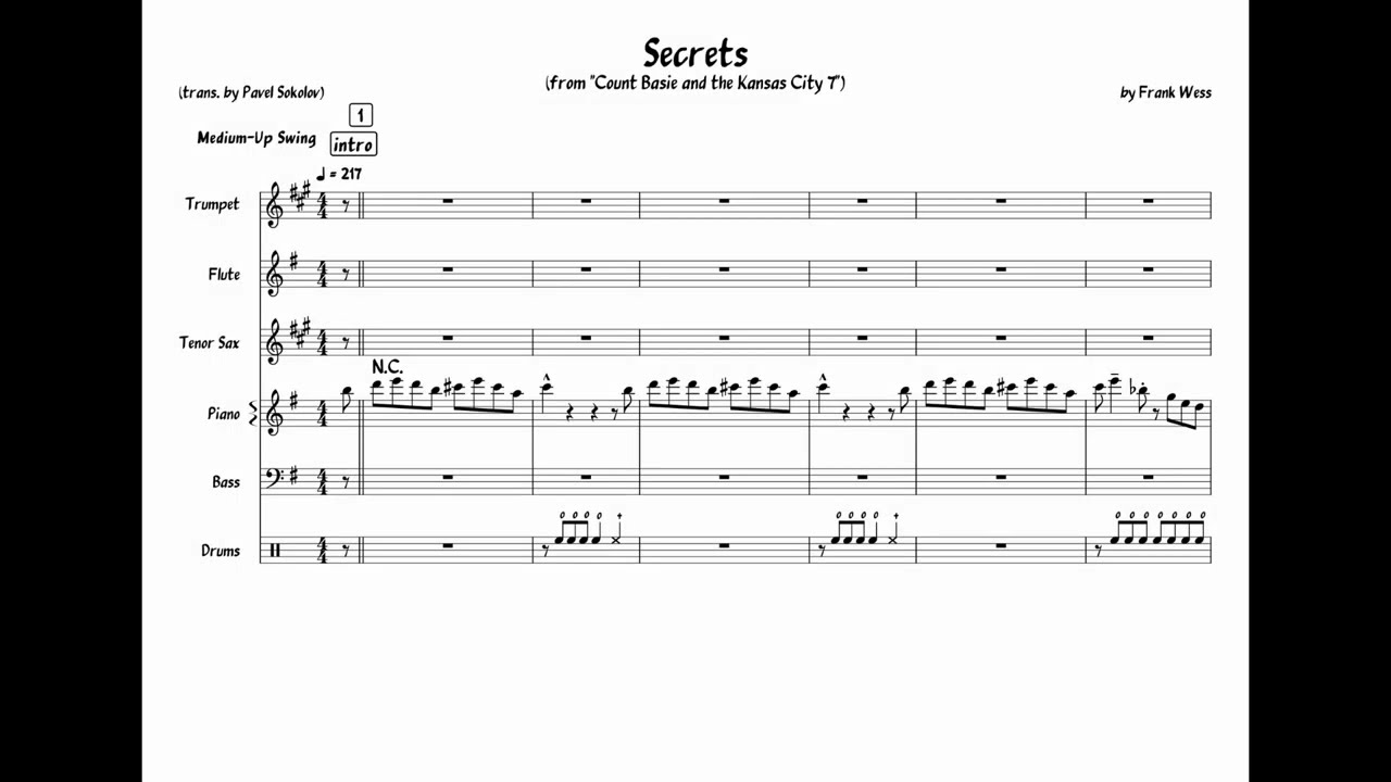 Secrets by Count Basie (transcription)