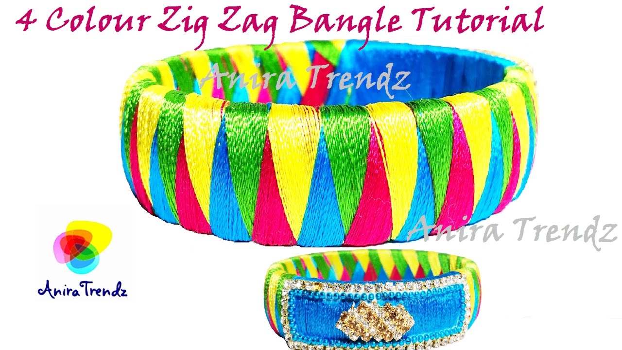 How to make Zic Zag Silk Thread Bangle 4 Colours | zigzag | ziczag | Tutorial