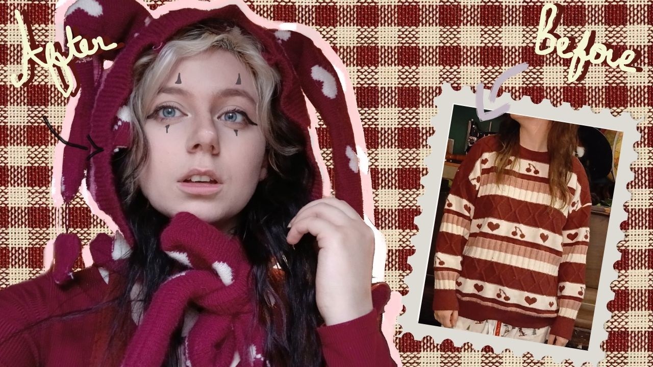 Upcycling a jumper into a Queen of Hearts Jester hood!!! ❤️🤡