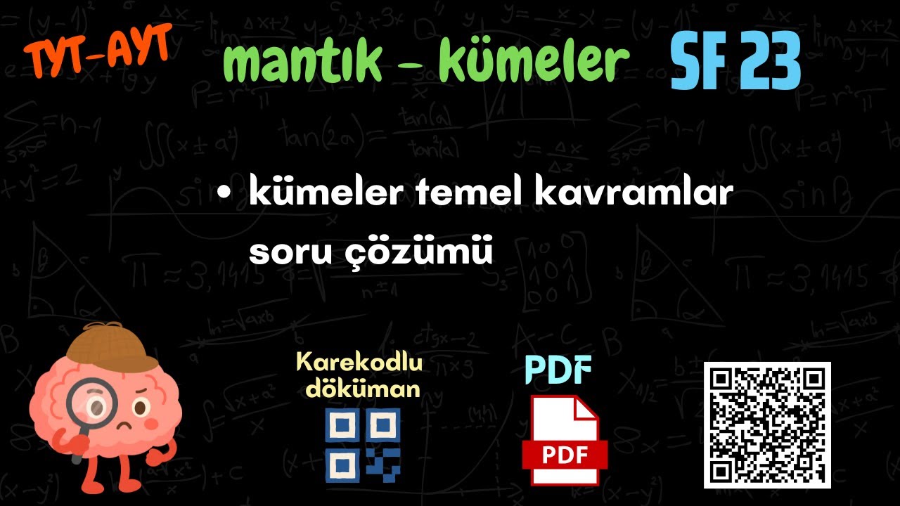 23 mantık - kümeler🔆kümelere temel kavramlar soru çözümü🔆TYT-AYT🔆 Karekodlu Fasikül