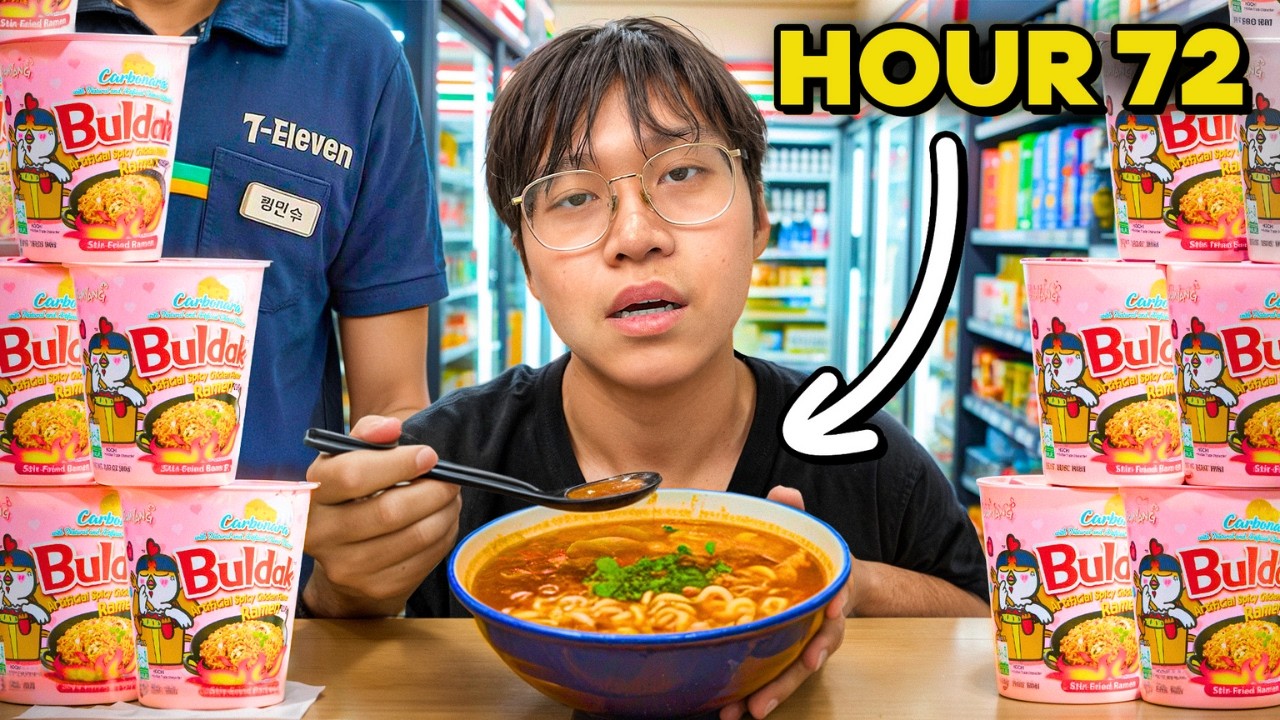 I Ate ONLY Korean Convenience Store Food For 100 Hours