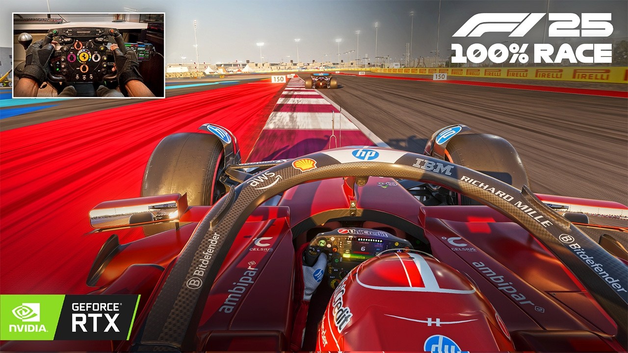 F1 25 Qatar GP at Sunrise 4K - Charles Leclerc's Ferrari SF25 | 100% Race Steering Wheel Gameplay