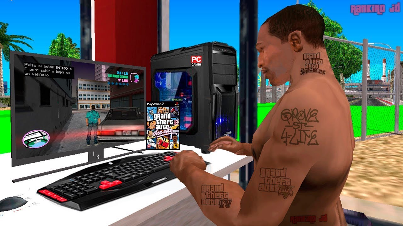 Cj juega Gta vice City en Gta san andreas