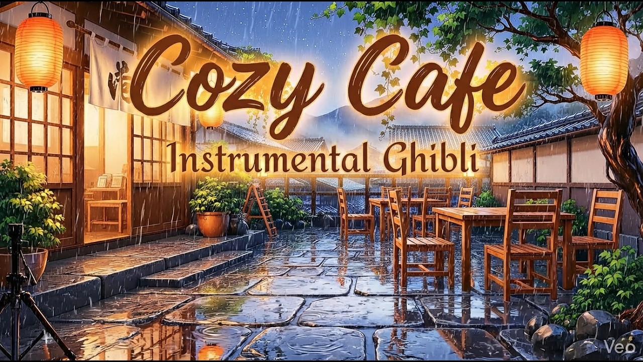 Cozy Cafe Instrumental ghibli ☕ 1 Hour Relaxing Study Music (No Vocals)