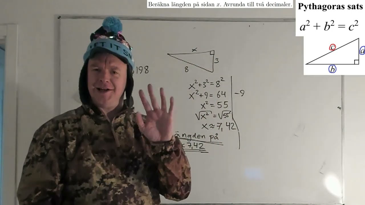 Pythagoras Sats. Olika exempel från grundläggande till avancerat. För högstadiet.