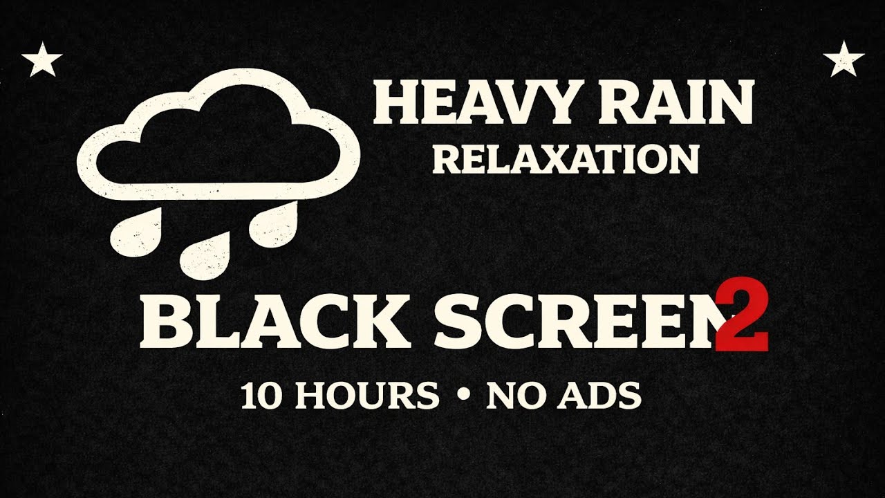 Nonstop Heavy Rain 🌧️ Black Screen Sleep Aid (10 Hours)