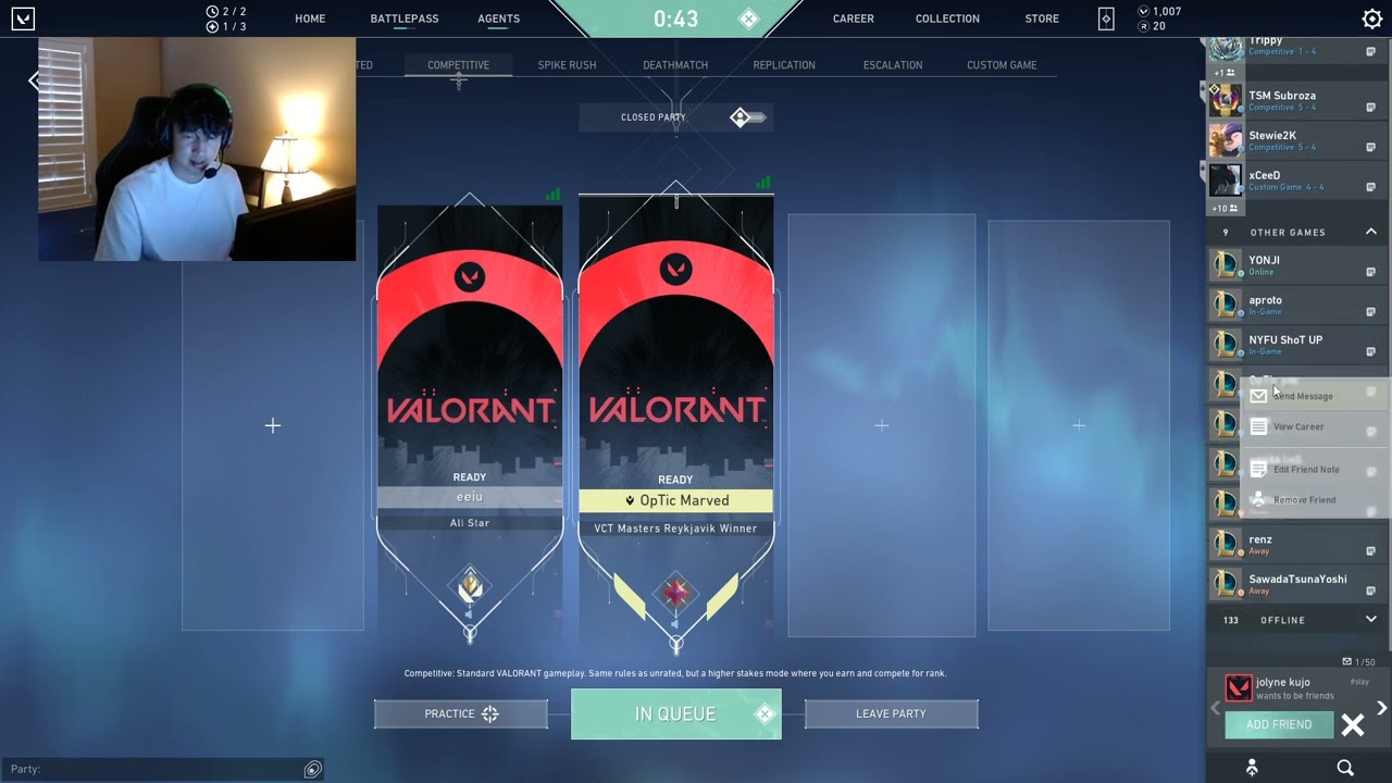 Marved sees that YAY is on League and sends him a message