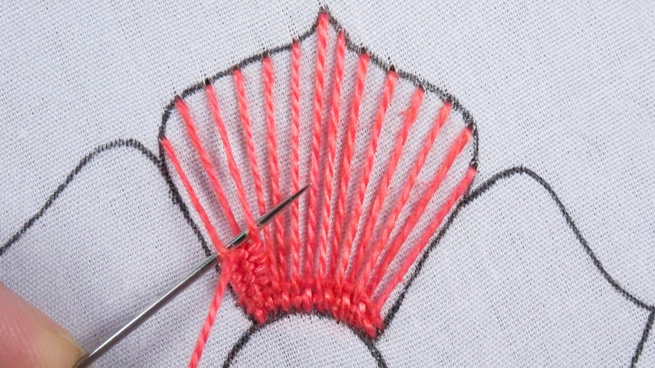New hand embroidery kadai kamal weaving stitch variation beautiful floral design by @RoseWorld