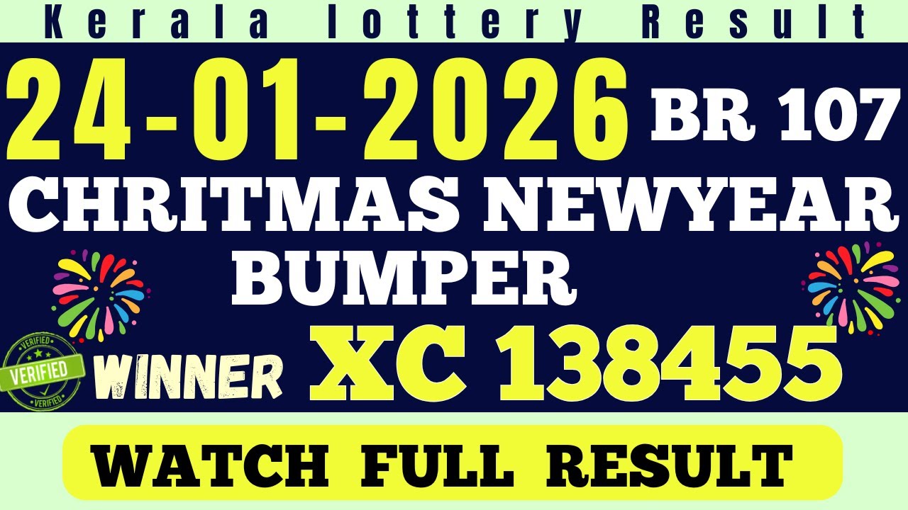 KERALA X'MAS NEWYEAR BUMPER BR-107 KERALA LOTTERY RESULT 24.1.26 |LIVE KERALA LOTTERY RESULT TODAY.