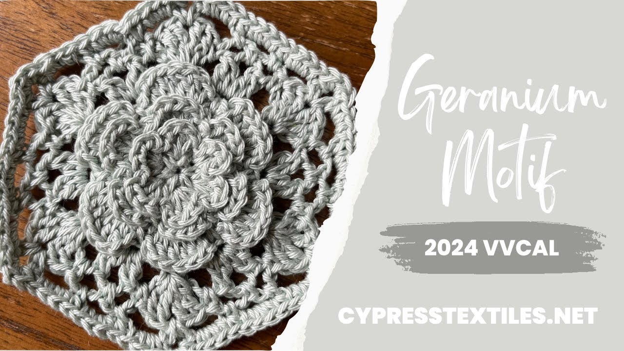 2024 VVCAL: Geranium Crochet Hexagon Free Motif Pattern