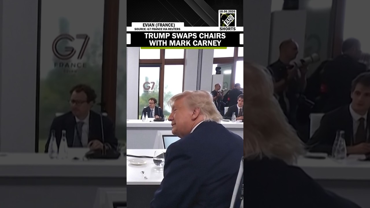 Trump exchanges seats with Canadian PM Mark carney after joke about chair height at G7