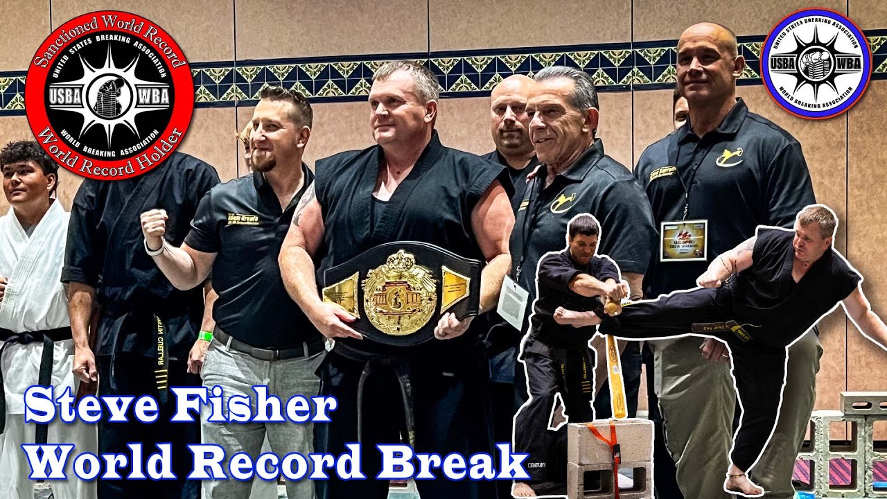 Steve Fisher - World Record - Most Bats Broken in 10 Seconds with Reverse Roundhouse Kick
