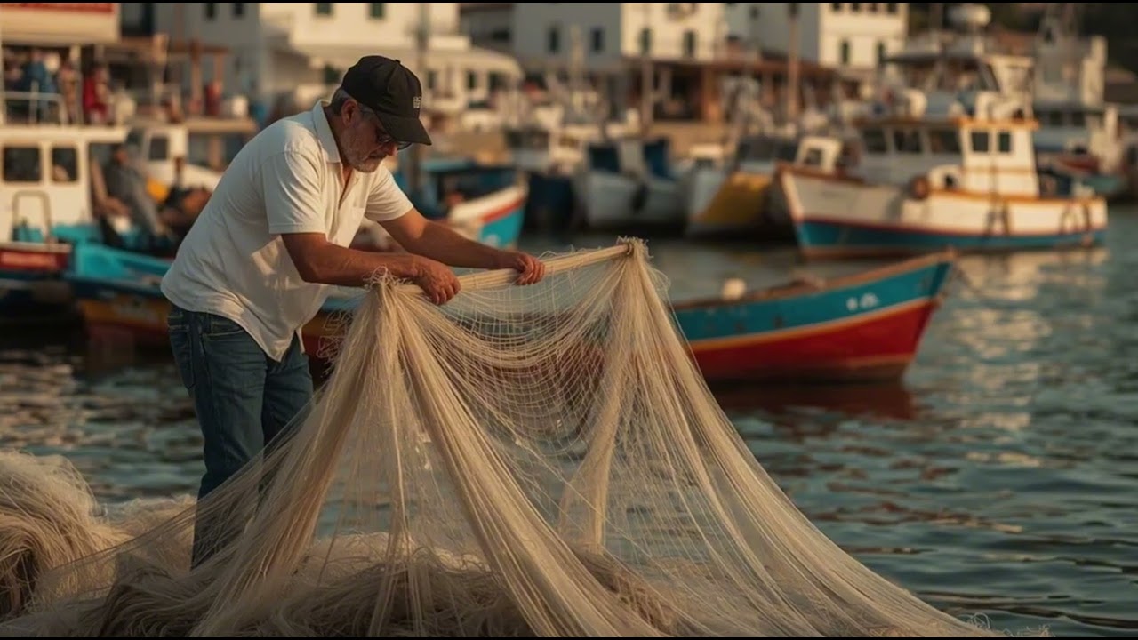 Greek Harbor Morning | Peaceful Fishing Village Ambience [30 Min]