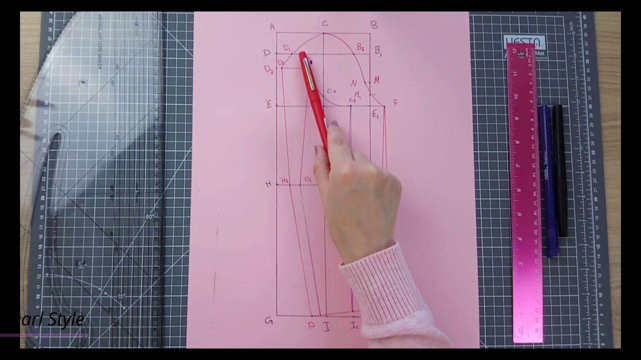 2 piece sleeve pattern / رسم باترون الكم القطعتين