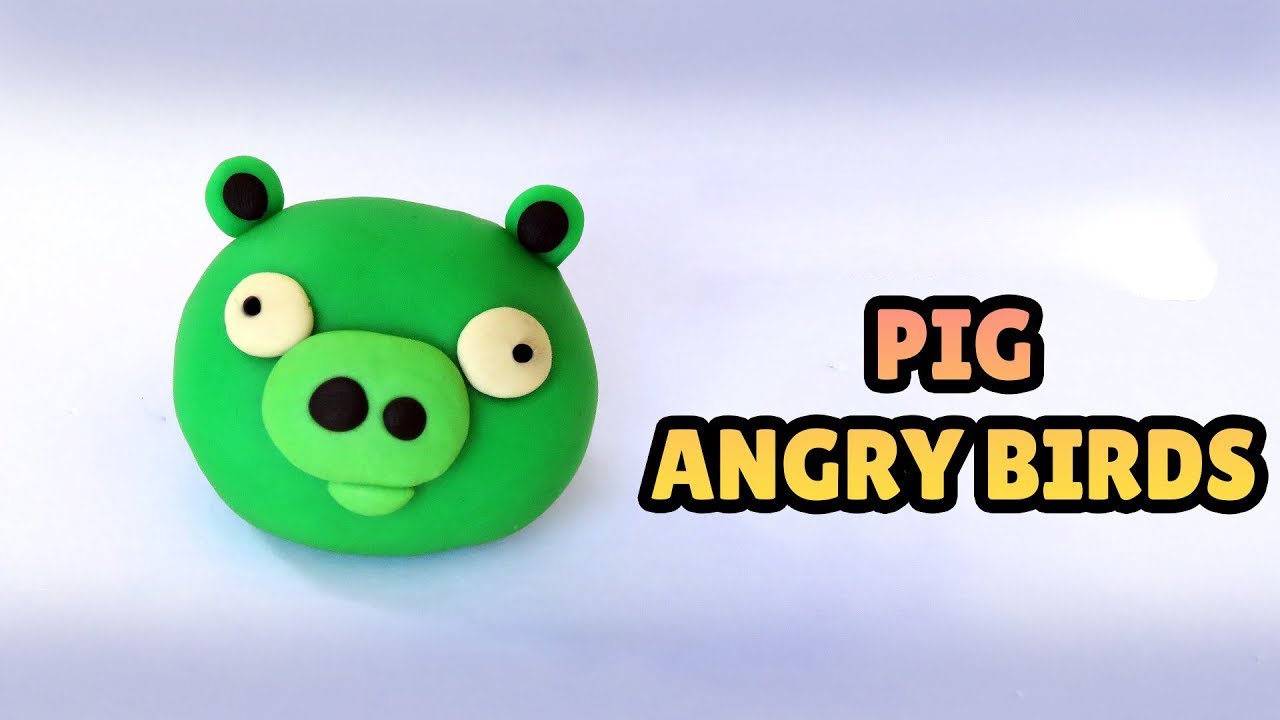 🔴 DIY How to MakeANGRY BIRDS PIG - Easy Polymer Clay Food, Fondant for cakes, plastilina tutorial