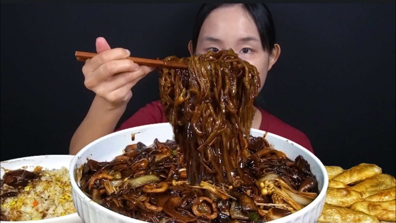 해물쟁반짜장 볶음밥 군만두 먹방