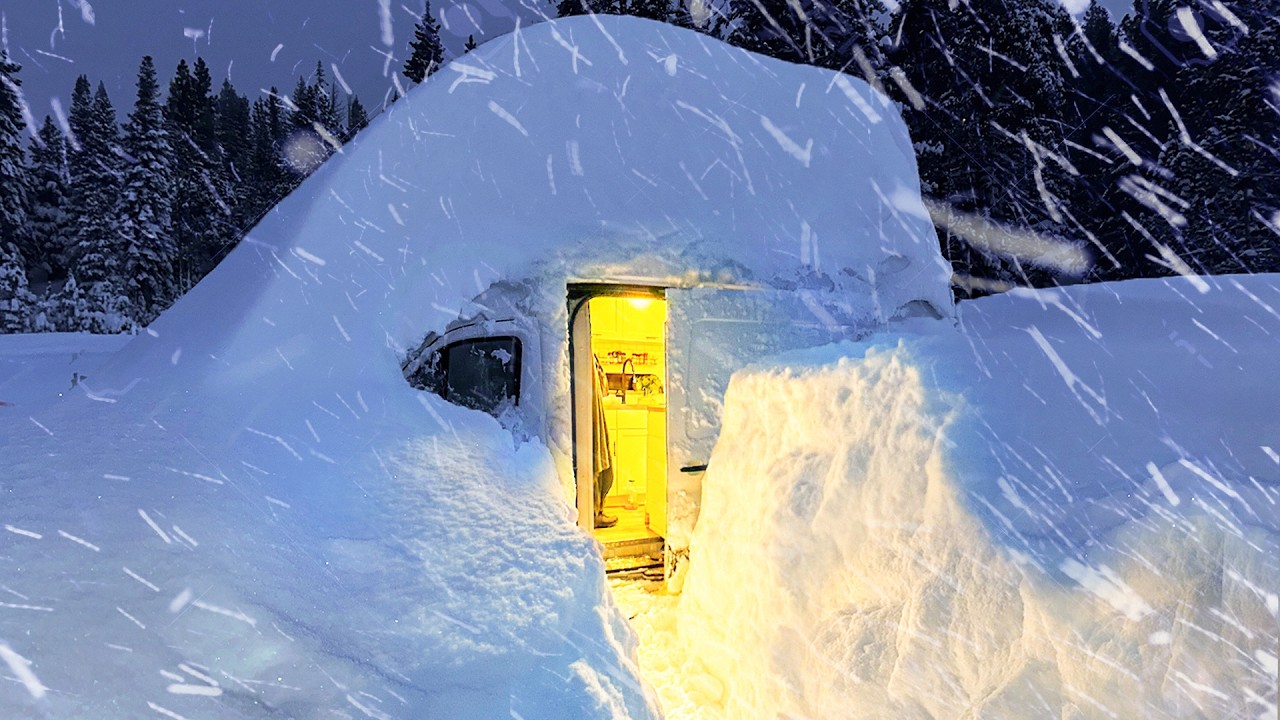 Riding Out a Record-Breaking Snowstorm in a Van | 8ft (2.5m) of Snow in 48hrs! | Winter Van Camping