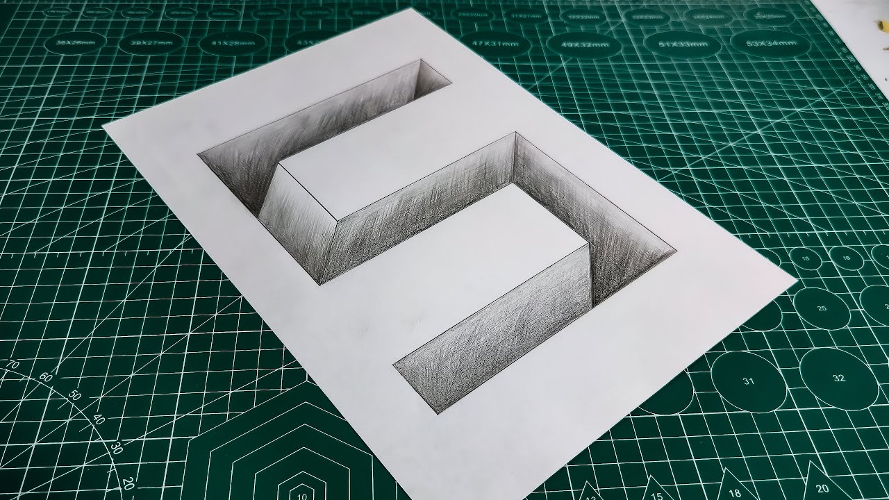 Insane 3D Number '5' Deep Hole Optical Illusion on Paper