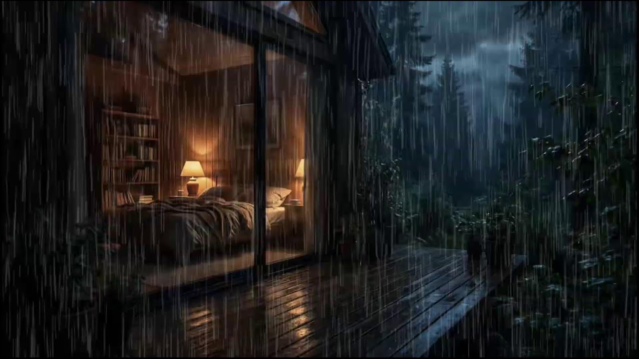 Quiet Rainy Forest Cabin 🌲 | Slow rain ambience with natural rain sounds for night relaxation