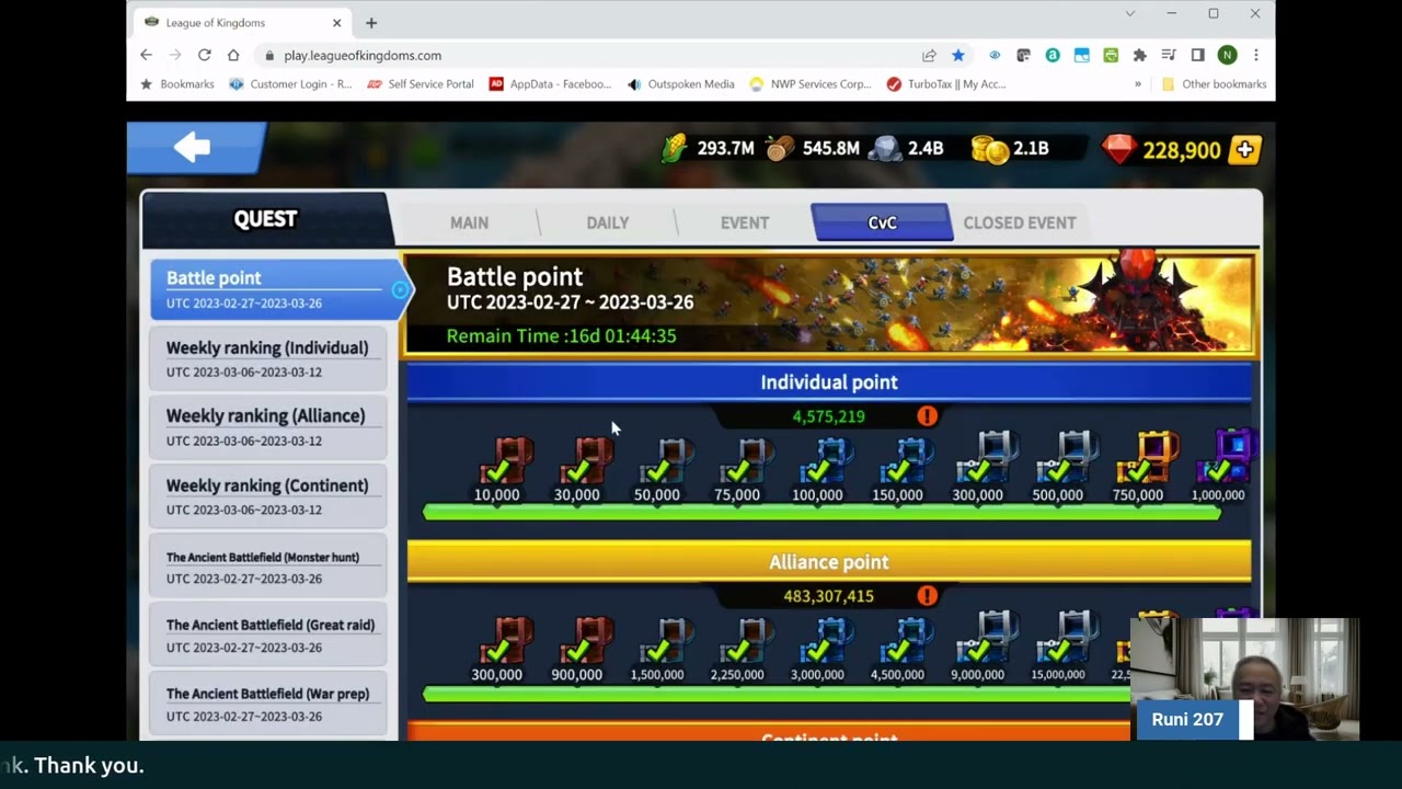 League of kingdoms Day 12 CvC Results