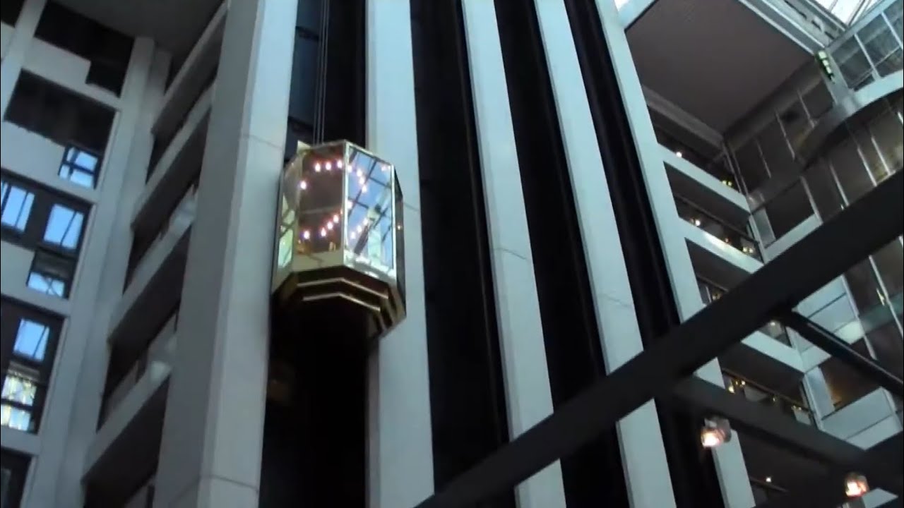 1989 Thyssen MAN Traction scenic elevators @ Clarion Hotel Royal Christiania, Oslo, Norway.
